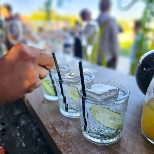 Et Cetera – cum arată o nuntă în aer liber la vinărie 6 Barman MixBarEvents prepară trei cocktailuri Gin Tonic la o nuntă organizată la Et Cetera